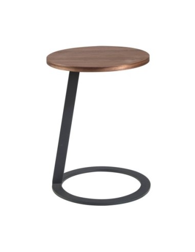 Mesa rincón redonda nogal y acero negro