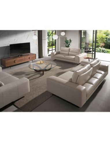 Mesa rincón redonda nogal y acero negro