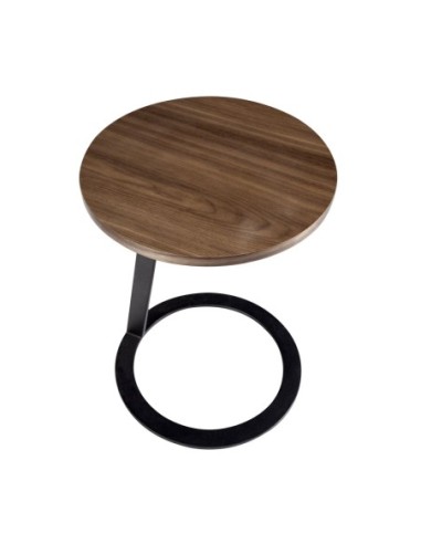 Mesa rincón redonda nogal y acero negro