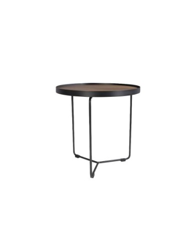 Mesa rincón redonda nogal y acero negro