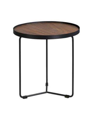 Mesa rincón redonda nogal y acero negro