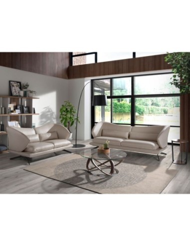 Mesa rincón redonda nogal y acero negro