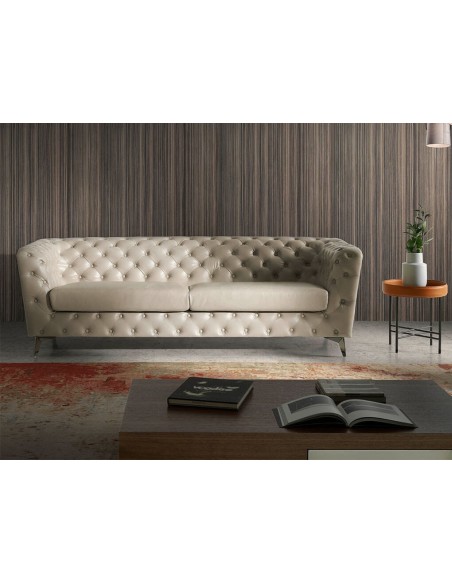 Mesa rincón redonda polipiel, nogal y acero negro