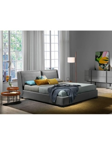 Mesa rincón redonda polipiel, nogal y acero negro