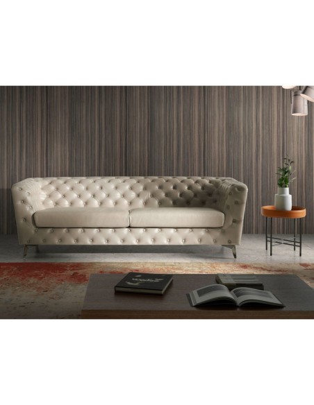 Mesa rincón redonda polipiel, nogal y acero negro