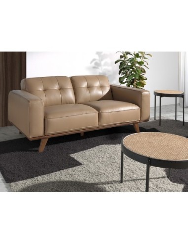 Mesa rincón redonda rattan, madera negra y...