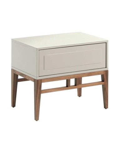 Mesita de noche madera beige y nogal