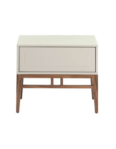 Mesita de noche madera beige y nogal