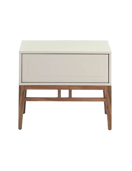 Mesita de noche madera beige y nogal