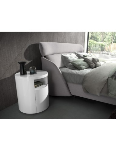 Mesita de noche madera blanca