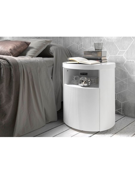 Mesita de noche madera blanca