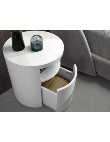 Mesita de noche madera blanca