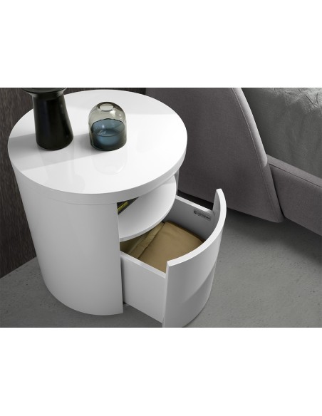 Mesita de noche madera blanca