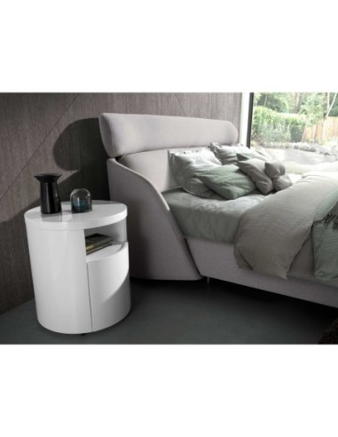 Mesita de noche madera blanca