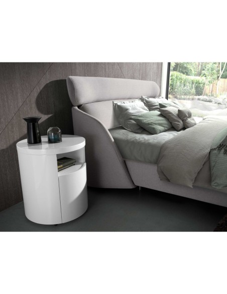 Mesita de noche madera blanca