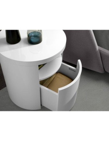 Mesita de noche madera blanca