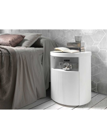 Mesita de noche madera blanca