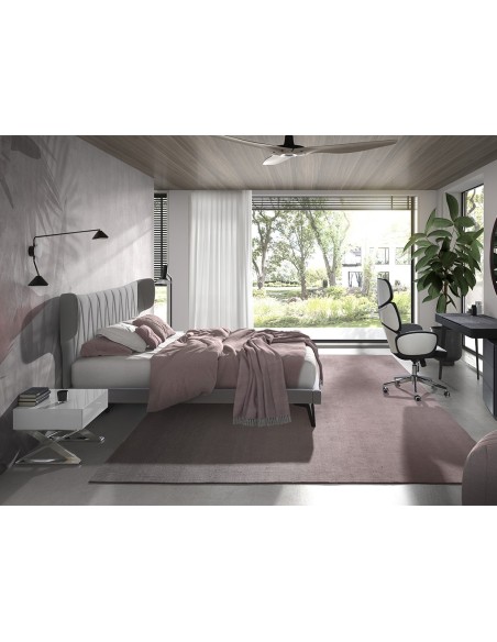 Mesita de noche madera blanca y acero cromado