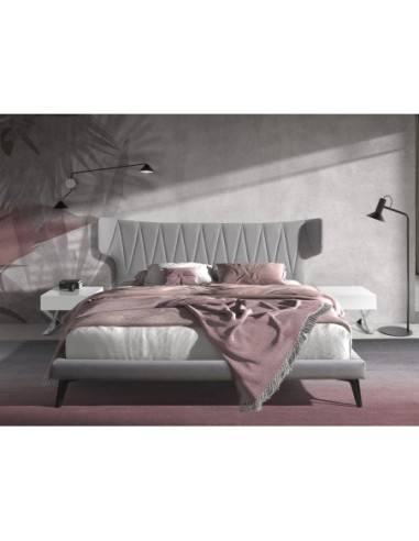 Mesita de noche madera blanca y acero cromado