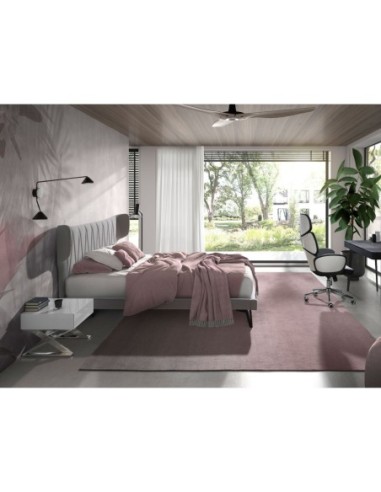 Mesita de noche madera blanca y acero cromado