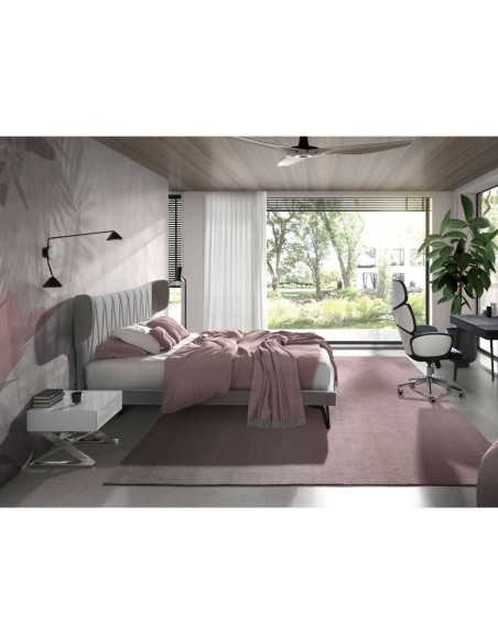 Mesita de noche madera blanca y acero cromado