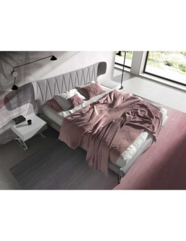 Mesita de noche madera blanca y acero cromado