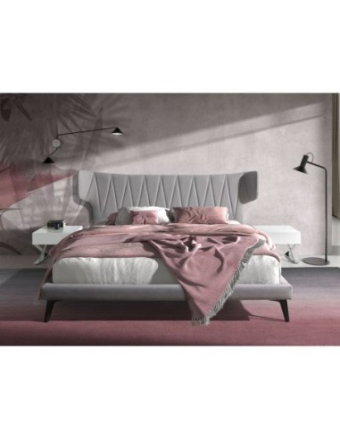 Mesita de noche madera blanca y acero cromado