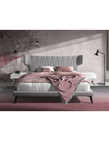 Mesita de noche madera blanca y acero cromado