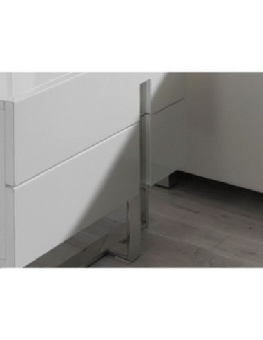 Mesita de noche madera blanco y acero cromado