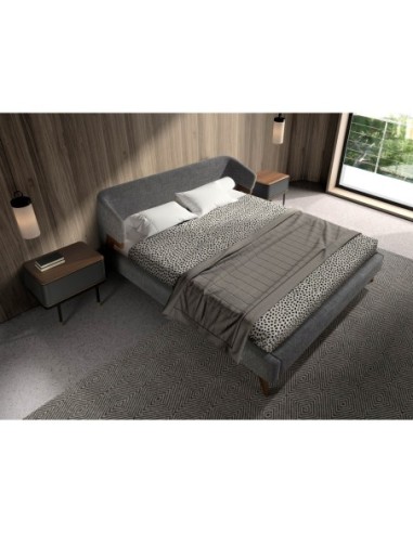 Mesita de noche madera gris oscuro, acero negro...