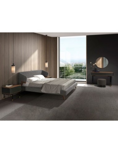 Mesita de noche madera gris oscuro, acero negro...