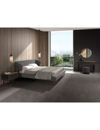 Mesita de noche madera gris oscuro, acero negro...