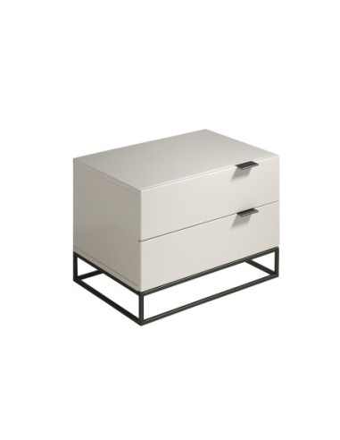 Mesita de noche madera gris y acero negro