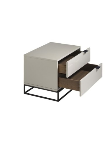 Mesita de noche madera gris y acero negro