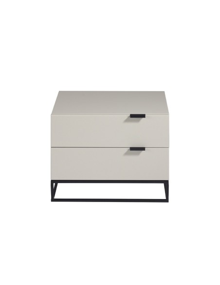 Mesita de noche madera gris y acero negro