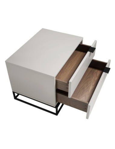 Mesita de noche madera gris y acero negro