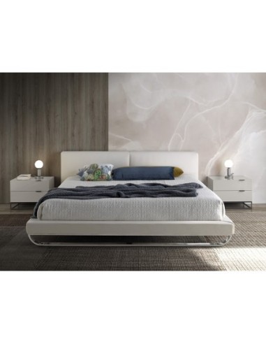 Mesita de noche madera gris y acero negro