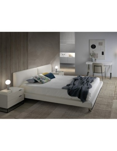 Mesita de noche madera gris y acero negro