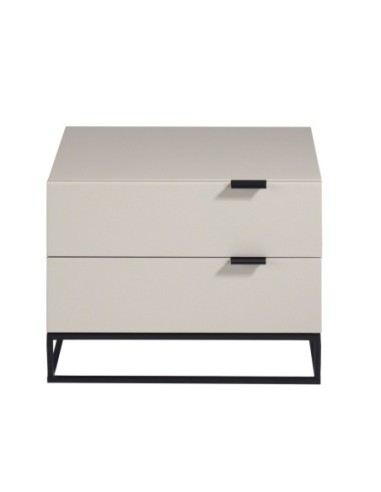 Mesita de noche madera gris y acero negro