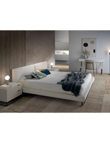 Mesita de noche madera gris y acero negro