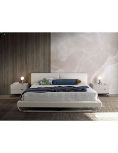 Mesita de noche madera gris y acero negro