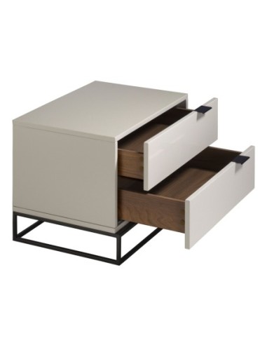 Mesita de noche madera gris y acero negro