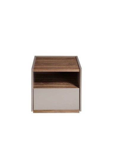 Mesita de noche madera gris y nogal