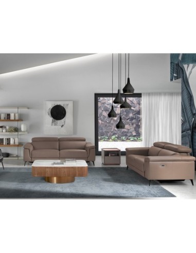 Mesita de noche madera gris y nogal