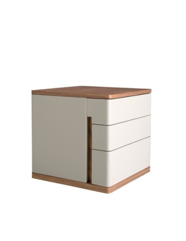 Mesita de noche madera gris y nogal