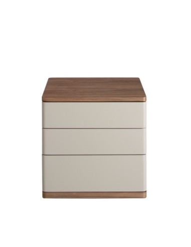 Mesita de noche madera gris y nogal