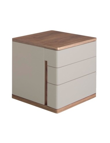 Mesita de noche madera gris y nogal