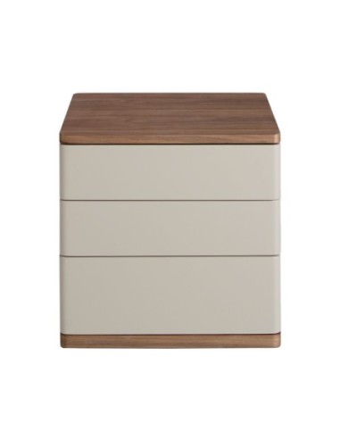 Mesita de noche madera gris y nogal