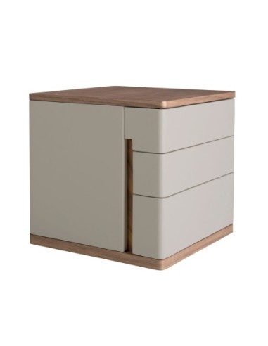 Mesita de noche madera gris y nogal