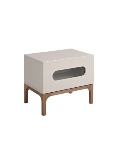 Mesita de noche madera gris y nogal con...